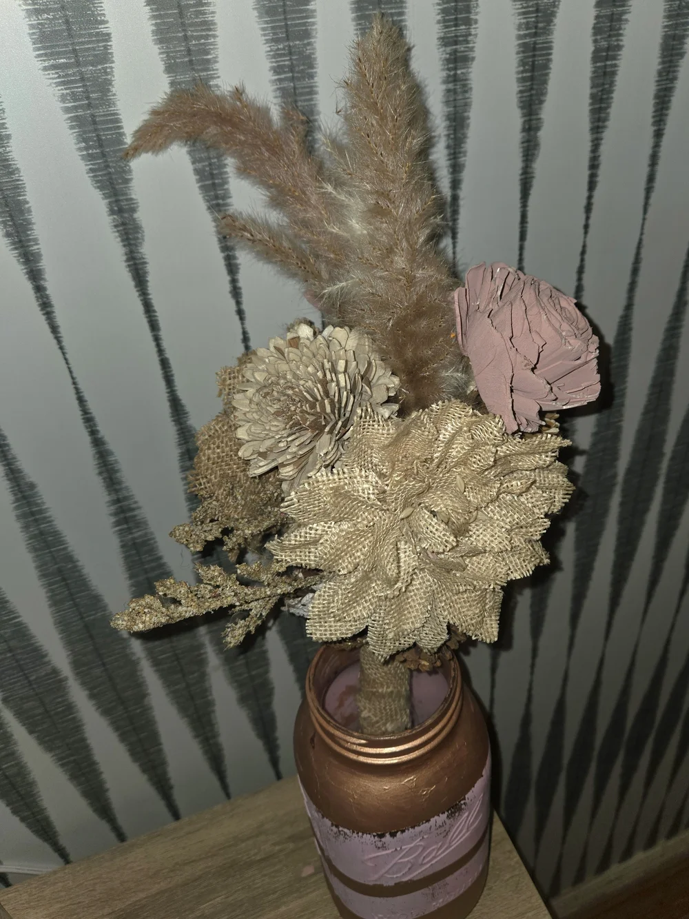 Boho Dried Floral Bouquet | Rustic Burlap & Pampas | Rustic Decor